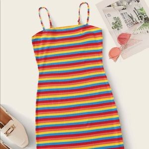 Rainbow Striped Mini Dress